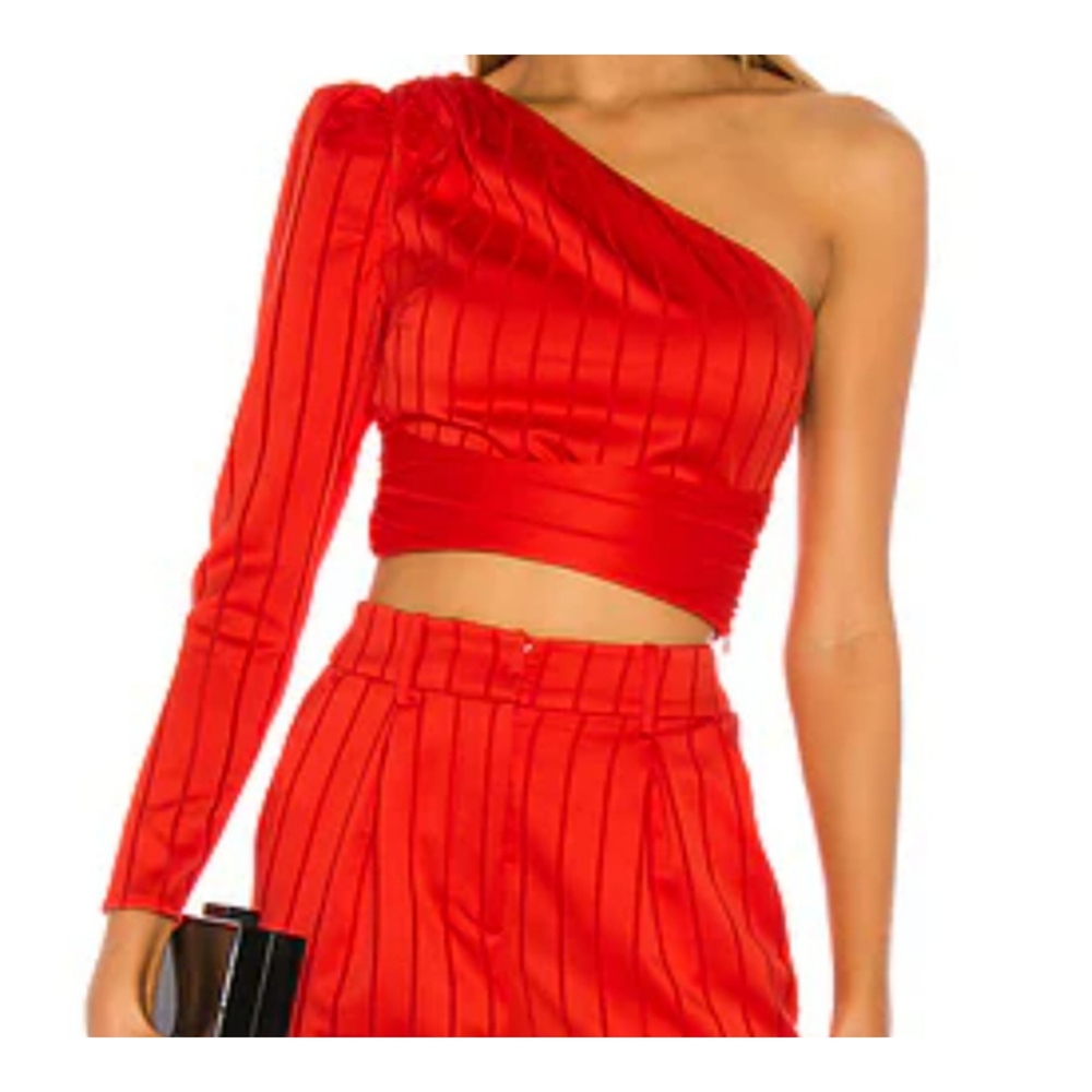 NBD One Shoulder Desma Top In Vibrant Red Size S